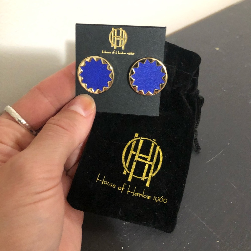 House of Harlow Button Stud blue earrings